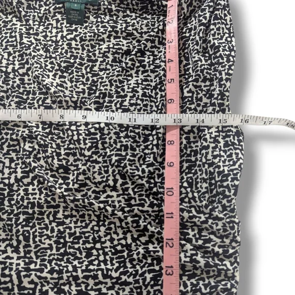 Lauren Ralph Lauren Black White Printed Ruched A Line Jersey Knit Dress Size 8 - Picture 7 of 12